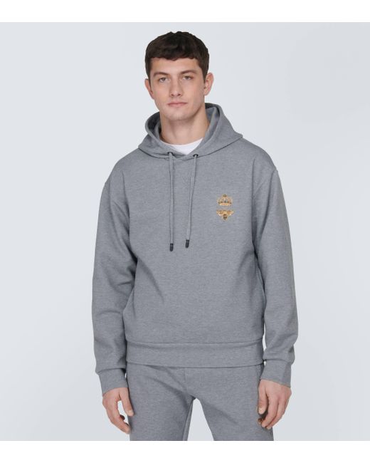 Dolce & Gabbana Gray Embroidered Jersey Hoodie for men