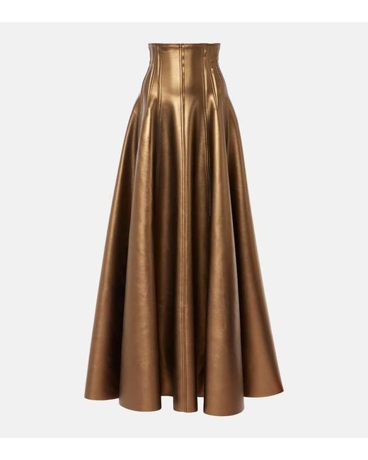 Jupe Longue Grace En Cuir Synthetique Norma Kamali en coloris Brown