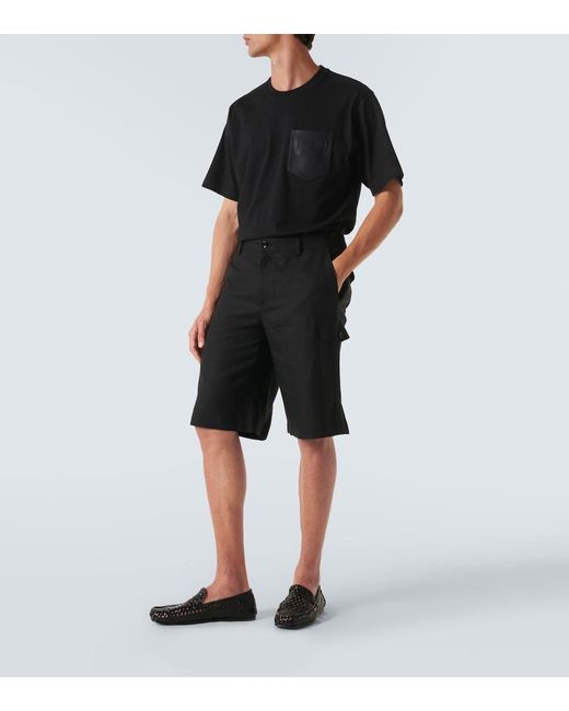 Dolce & Gabbana Black Linen Cargo Shorts for men