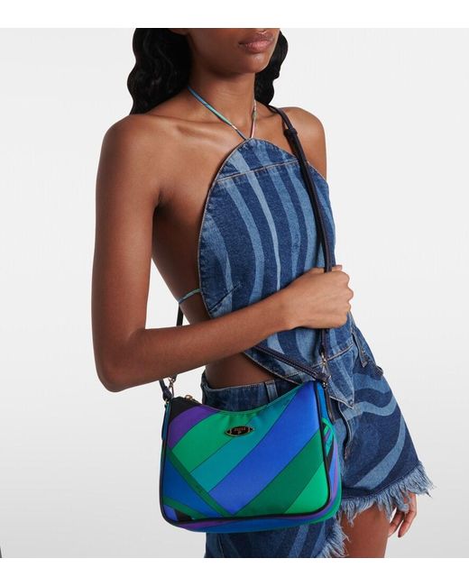 Emilio Pucci Blue Yummy Leather-Trimmed Shoulder Bag
