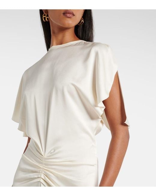 Vestido De Fiesta De Crepe Saten Fruncido Victoria Beckham de color White
