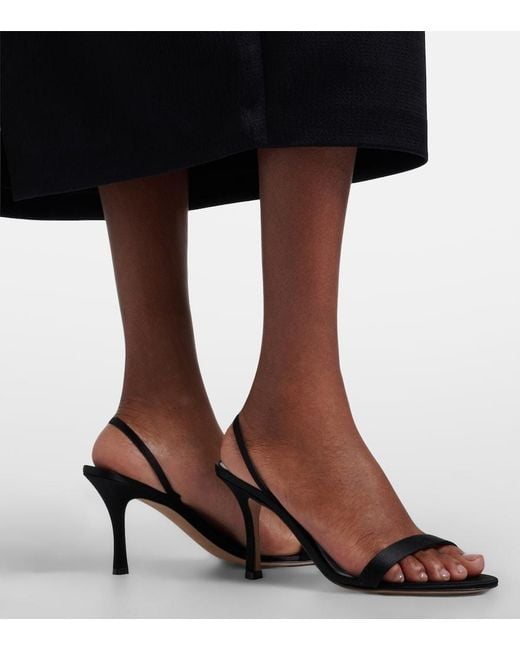 The Row Black Ella Satin Slingback Sandals