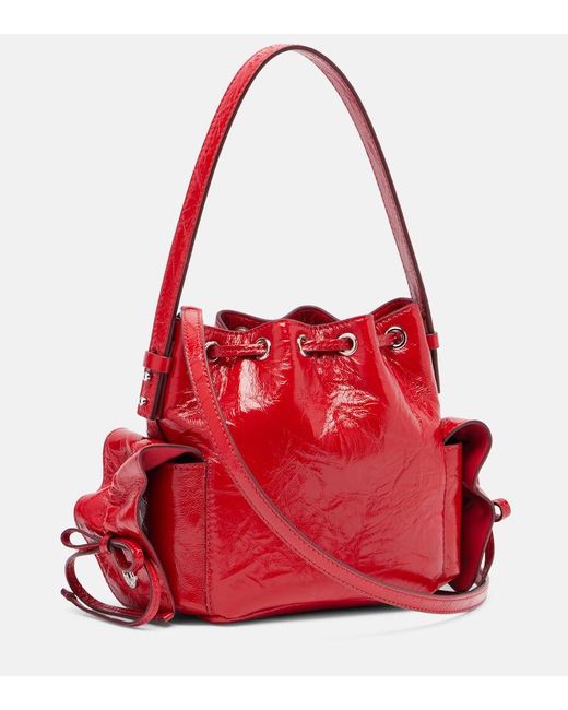 Acne Red Multipocket Mini Leather Bucket Bag