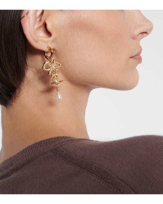 Vivienne Westwood Metallic Rigoberta Faux Pearl Drop Earrings
