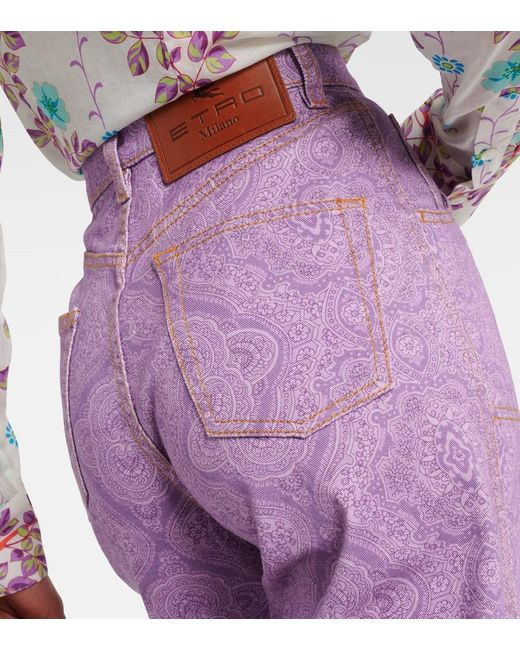 Etro Purple Bedruckte Flared Jeans