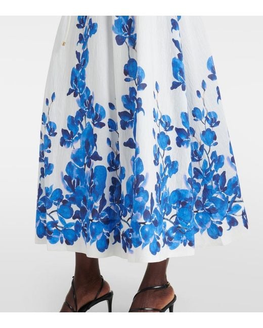 Rebecca Vallance Orchid Blues Floral Midi Skirt