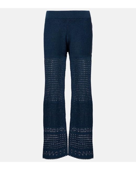 Eres Blue Embleme Open-Knit Straight Pants