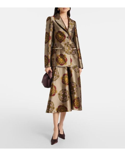 LaDoubleJ Brown Milano Printed Jacquard Midi Skirt
