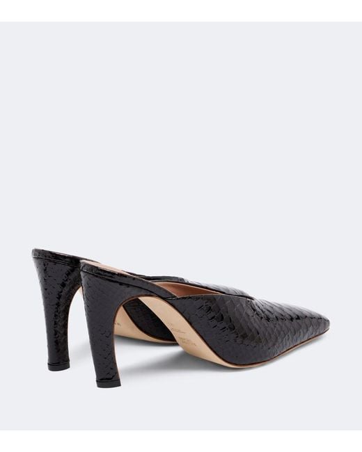 Malone Souliers Brown Rowe Croc-Effect Patent Leather Mules