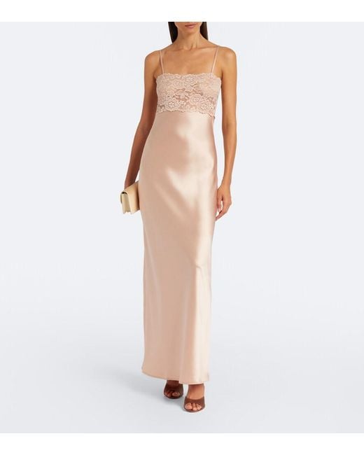 AYA MUSE White Myra Lace And Satin Gown