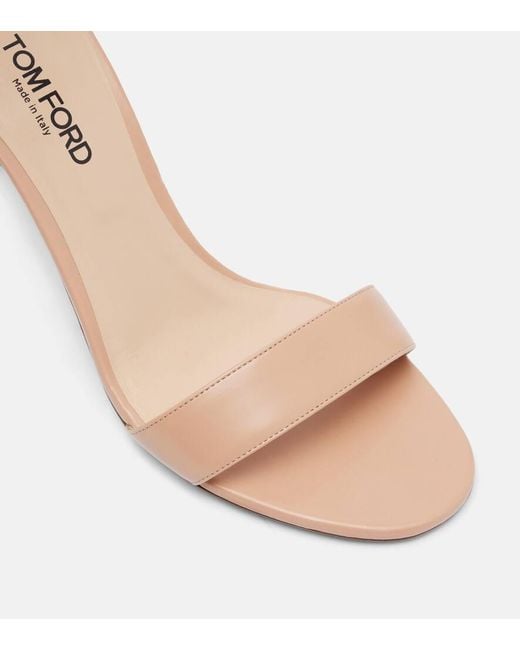 Tom Ford Natural Verzierte Sandalen Padlock Aus Leder