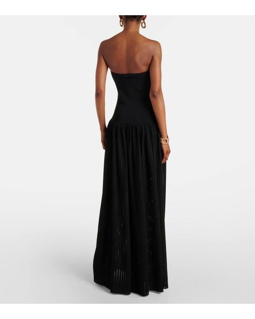 Self-Portrait Black Belted Knitted Strapless Maxidress