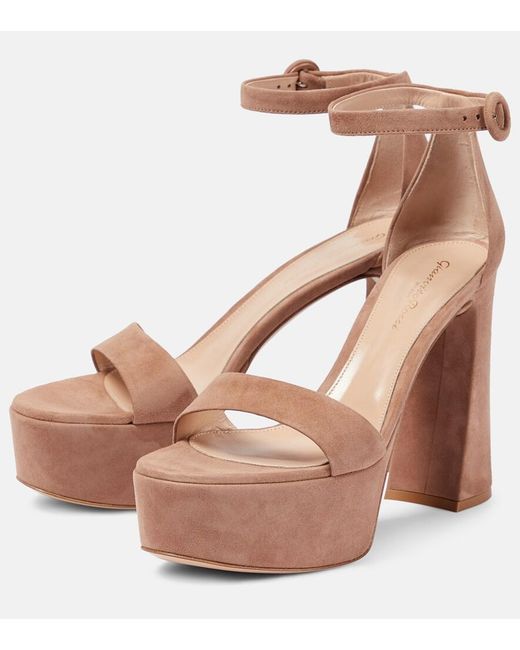 Gianvito Rossi Brown Sheridan Suede Platform Sandals