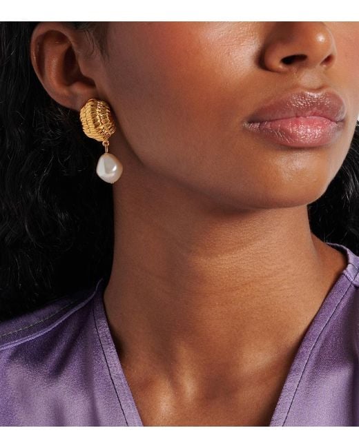 Jennifer Behr Metallic Asha Faux Pearls-Plated Earrings
