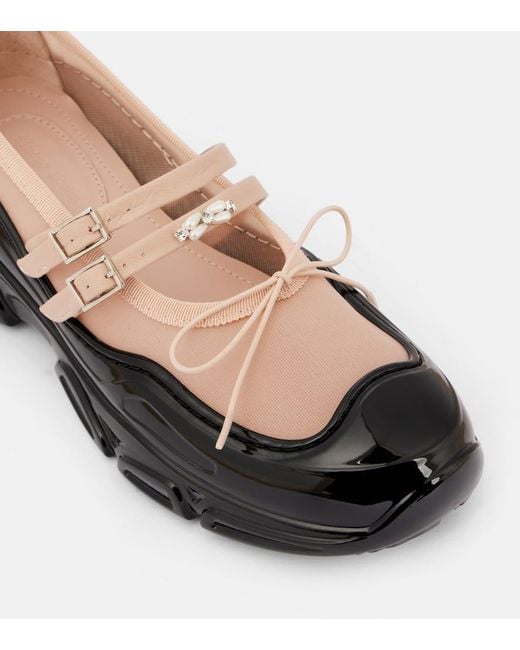 Simone Rocha Black Tracker Leather-Trimmed Mary Jane Flats