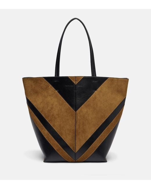 Phoebe Philo Black Pot Cabas Suede And Leather Tote Bag