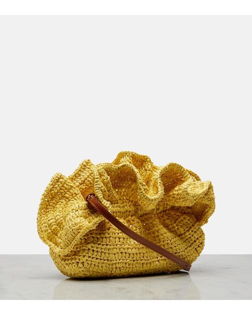 Aquazzura Yellow Paradise Raffia Clutch