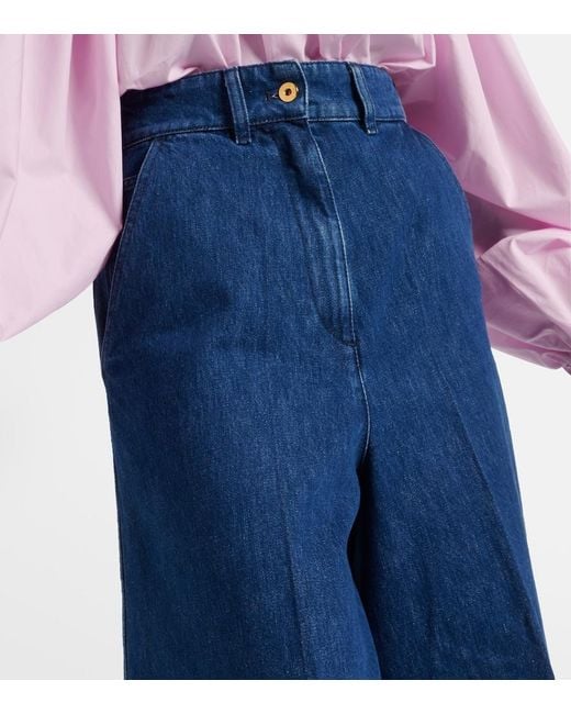 Patou Blue High-Rise Wide-Leg Jeans