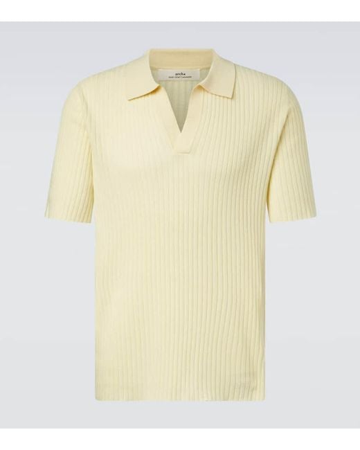 arch4 Natural Ribbed-Knit Cashmere Polo Shirt for men