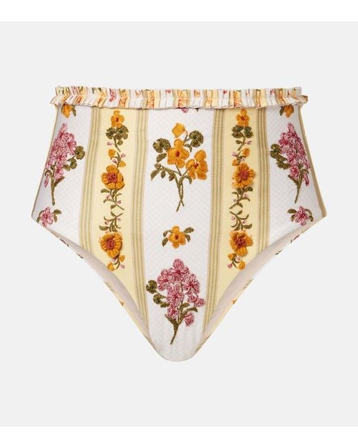 Agua Bendita Metallic Floral Embroidered Bikini Bottoms
