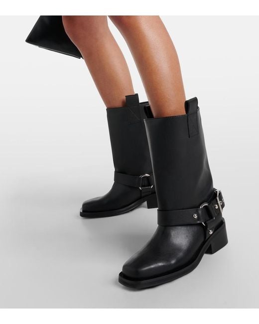 Boot de botte de biker Mid Arbre Ganni en coloris Black