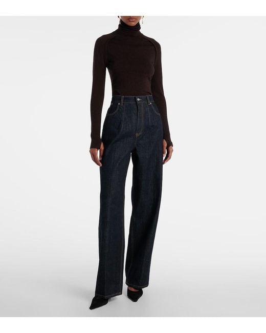 Victoria Beckham Blue High-Rise Straight Jeans