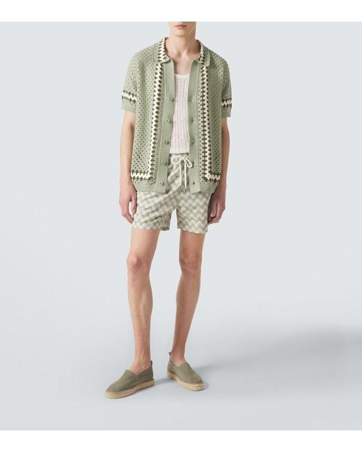 Frescobol Carioca Green Pinto Crochet Cotton Shirt for men
