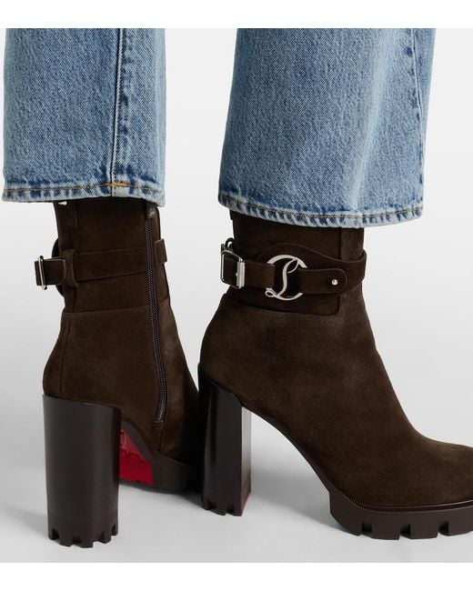 Christian Louboutin Black 100Mm Dianouchette Suede Sole Ankle Booties