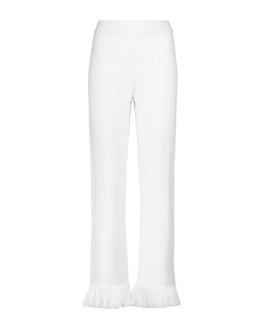 Alanui White Cordillera Fringed Virgin Wool Pants