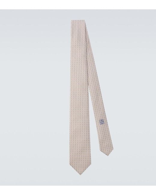 Giorgio Armani White Archivio Polka-Dot Silk Jacquard Tie for men