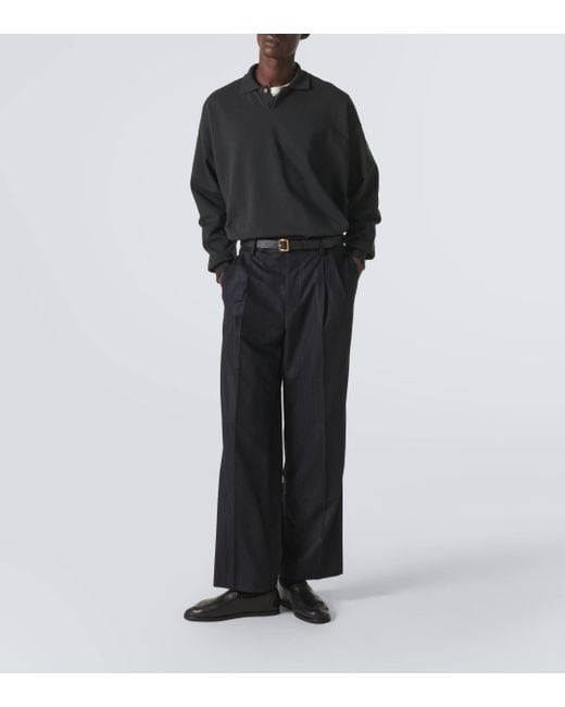 Auralee Black Cotton Polo Sweater for men