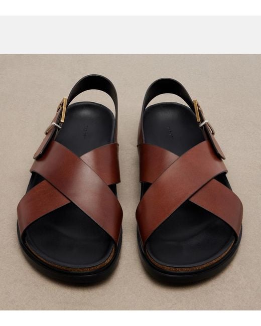 The Row Brown Buckle Leather Sandals
