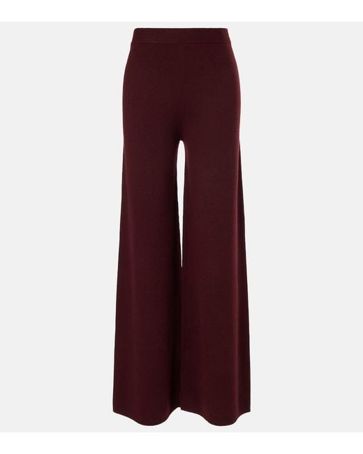 Max Mara Red Judy Wool And Cashmere Wide-Leg Pants