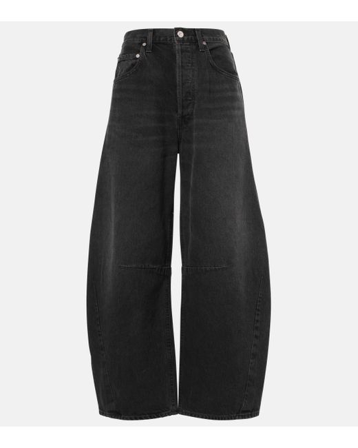 Citizens of Humanity Black Horseshoe Mid-rise Barrel-leg Jeans