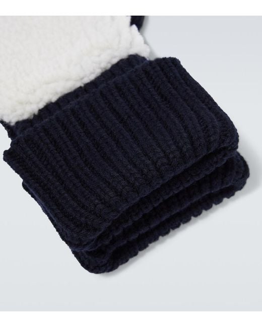 Thom Browne Black Shearling-Trimmed Wool Mittens for men
