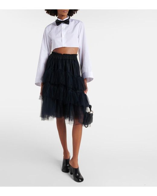 Noir Kei Ninomiya White Cropped Cotton Shirt