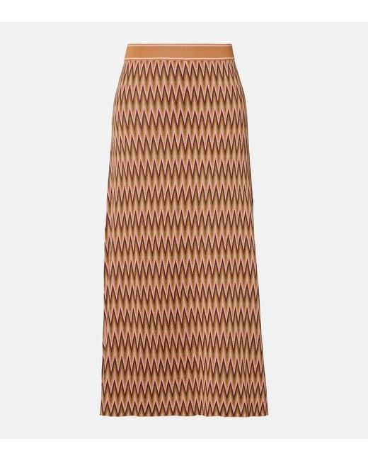 Rixo Brown Brandy Jacquard Midi Skirt