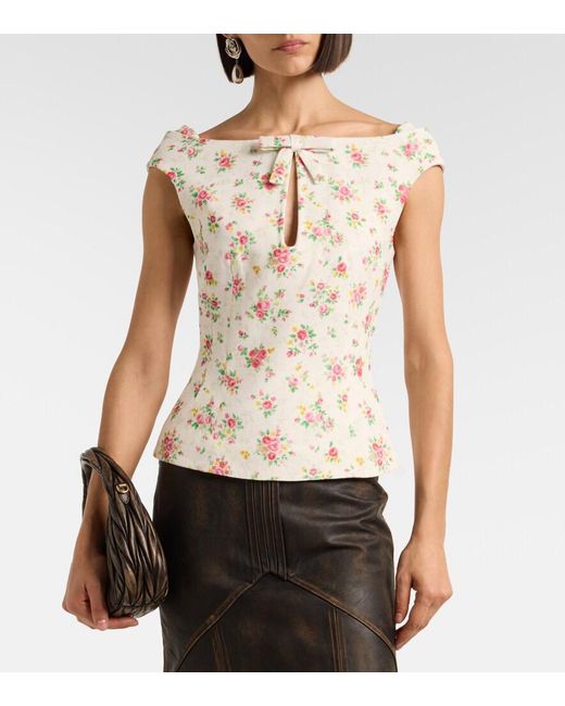 ShuShu/Tong White Bow-Detail Floral Top