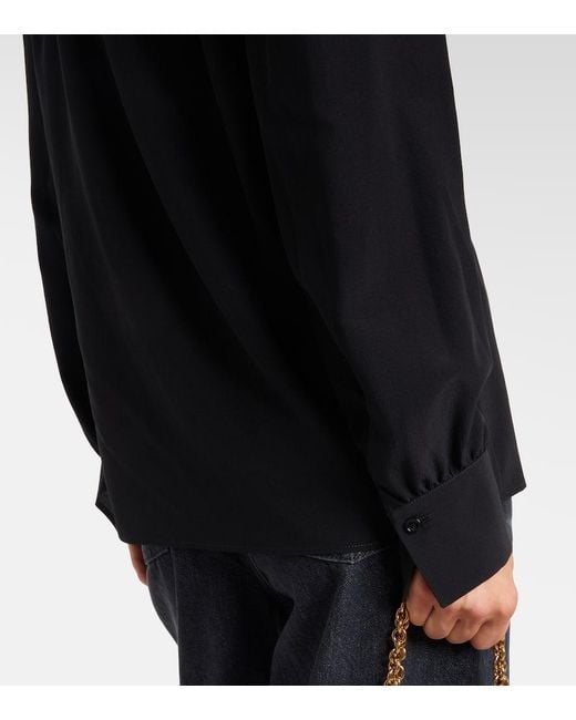 Chloé Black Lace-Trimmed Silk Crepe De Chine Blouse