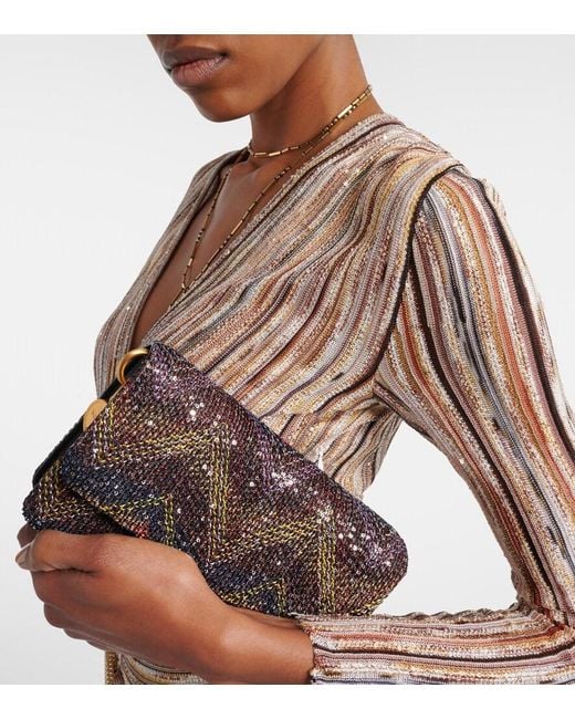 Missoni Black Caperdoni Small Leather-Trimmed Sequined Crossbody Bag