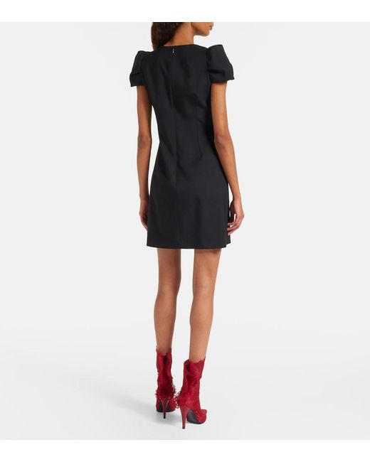 McQueen Black Mini Dress In Wool