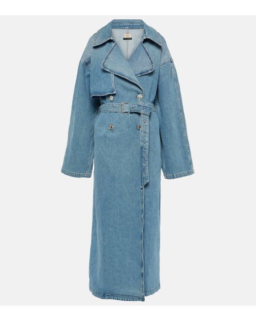 7 For All Mankind Blue Denim Trench Coat