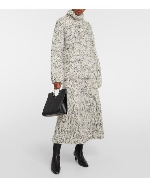 Joseph White Wool-Blend Midi Skirt