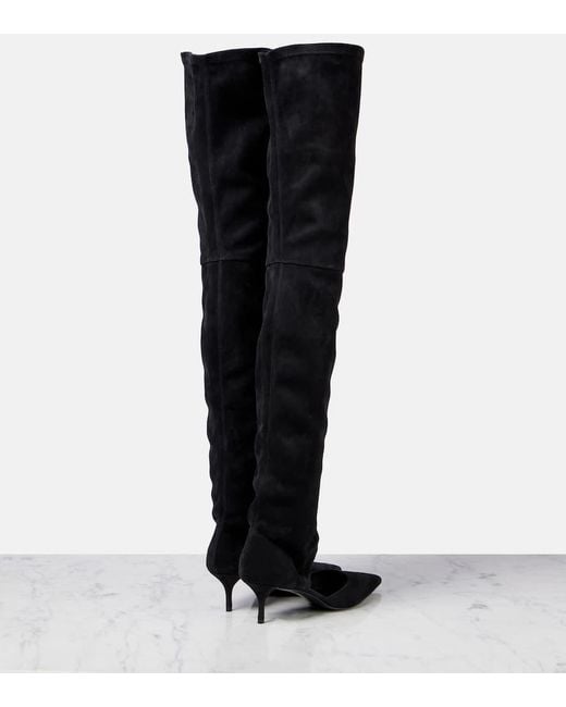 Alaïa Black Stretch 55 Suede Over-The-Knee Boots