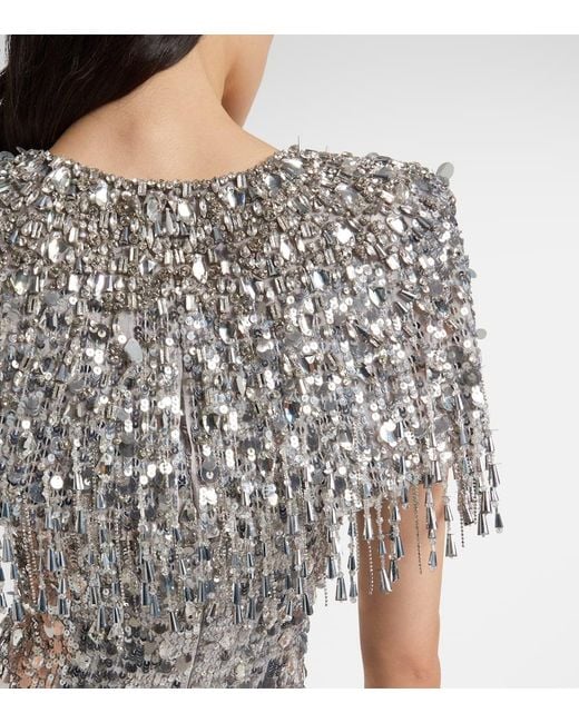 Jenny Packham Gray Eugenie Sequined Gown