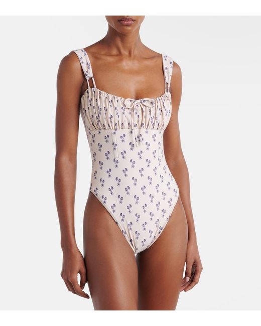 Montce White Cynthia Floral Ruffled Swimsuit