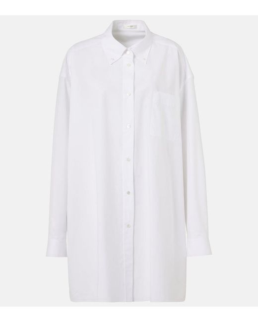 The Row White Victoria Oversized Cotton Poplin Shirt