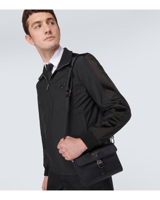 Prada Black Re-nylon Leather-trimmed Crossbody Bag for men
