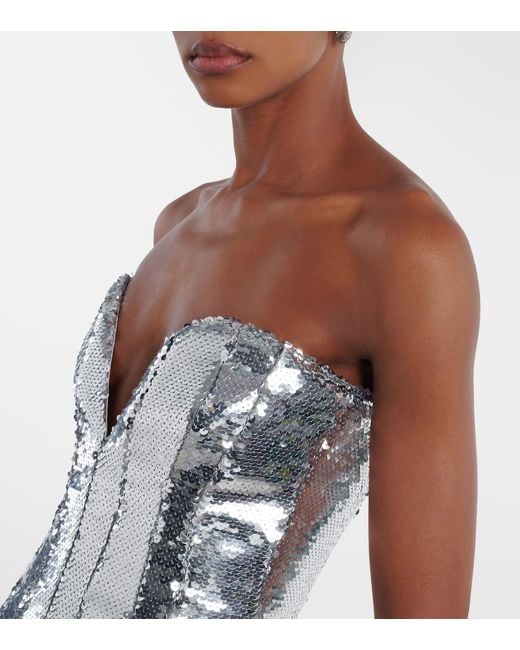 Robe Longue Top Bustier Azzura A Sequins The New Arrivals Ilkyaz Ozel en coloris White