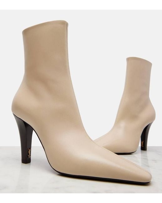Botines Jill 95 De Piel Saint Laurent de color Natural